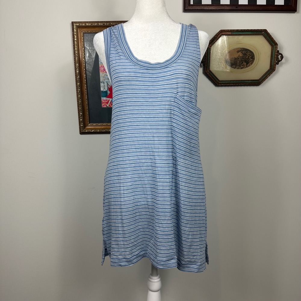 BCBG Max Azria Blue Striped Tank Top Tunic Dress - SIZE S Beach Summer Vacation